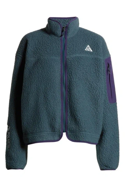 Shop Nike Acg Arctic Wolf Polartec® Fleece Jacket In Deep Jungle/ Purple Ink/ White
