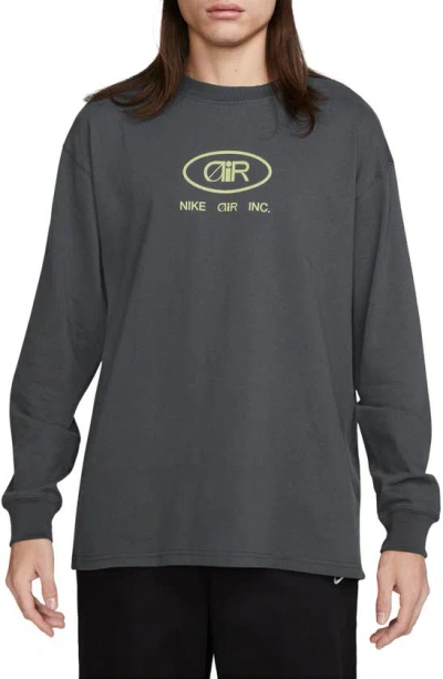 Shop Nike Sportswear Air Oversize Long Sleeve Graphic T-shirt In Anthracite
