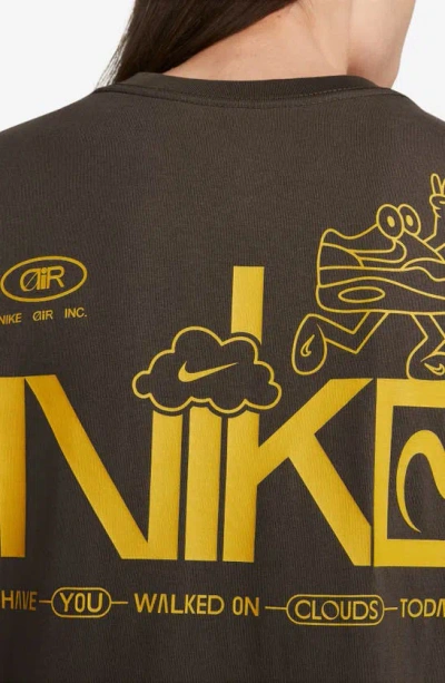 Shop Nike Sportswear Air Oversize Long Sleeve Graphic T-shirt In Baroque Brown