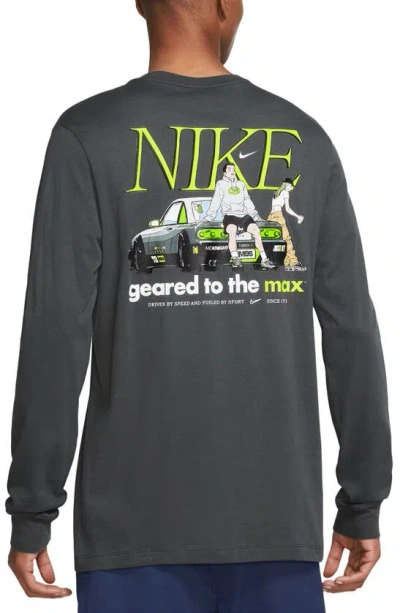 Shop Nike Turned Air Long Sleeve Graphic T-shirt In Anthracite
