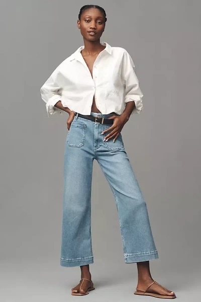 Shop The Colette Collection By Maeve The Colette Regenerative Cotton Cropped Wide-leg Jeans By Maeve In Blue