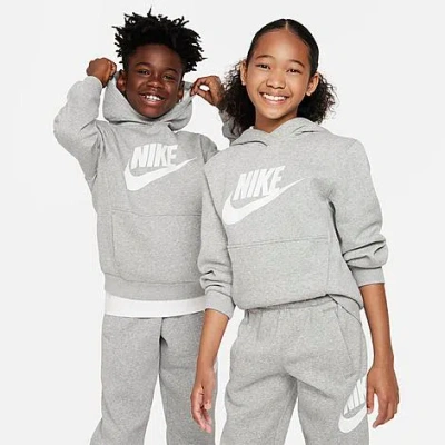 Shop Nike Big Kids' Sportswear Club Fleece Pullover Hoodie In Grey