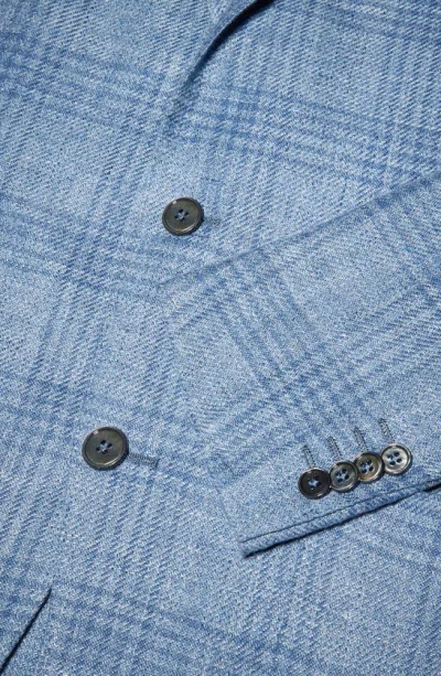 Zegna Fairway Crossover Plaid Linen Blend Sport Coat In Sky Blue