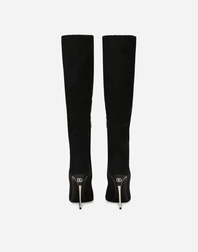 Dolce & Gabbana Logo-plaque Leather Boots In Black