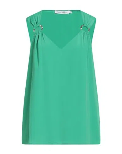 Simona Corsellini Woman Top Green Size 6 Acetate, Silk In Green