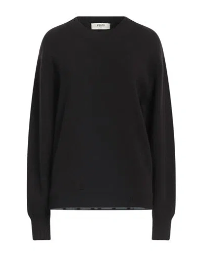 Shop Fendi Woman Sweater Dark Brown Size 8 Wool, Cashmere, Polyamide, Elastane