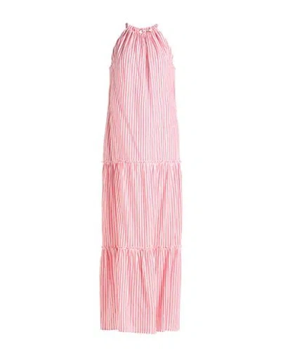 Shop Peserico Easy Woman Maxi Dress Coral Size 8 Linen In Red
