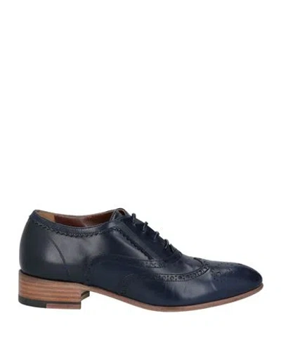 A.testoni A. Testoni Woman Lace-up Shoes Blue Size 5.5 Soft Leather In Blue