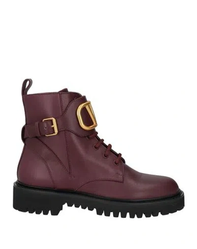 Shop Valentino Garavani Woman Ankle Boots Deep Purple Size 6.5 Leather