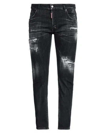 Dsquared2 Cool Gut Black Jeans With Belt Loops And Faded Effect In Denim Man In Black