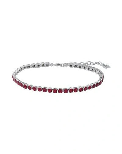 Shop Amina Muaddi Woman Bracelet Garnet Size - Metal, Crystal In Red