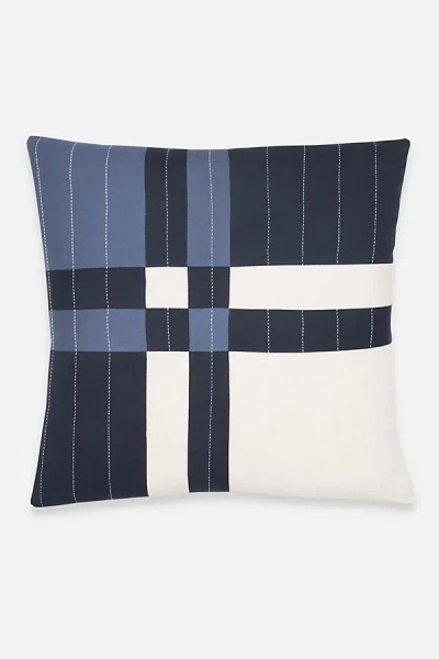 Shop Anchal Patchwork Plaid Throw Pillow In Blue