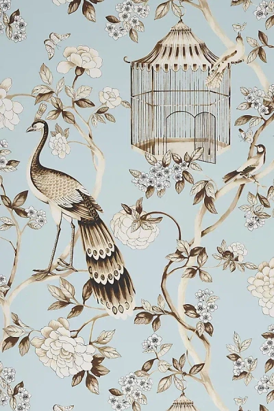 Shop Schumacher Oiseaux Et Fleurs Wallpaper