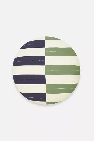 Anchal Offset Stripe Round Accent Pillow In Green