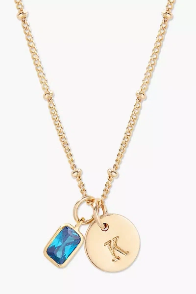 Shop Brook & York Custom Birthstone Initial Necklace In Blue