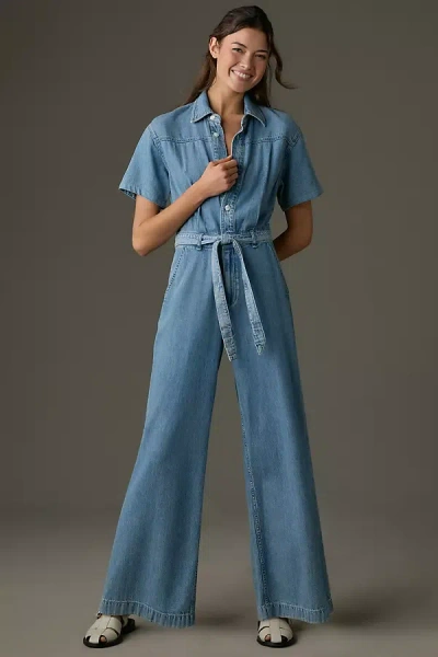 Shop Rag & Bone Ultra Featherweight Sofie Cropped Jumpsuit In Blue