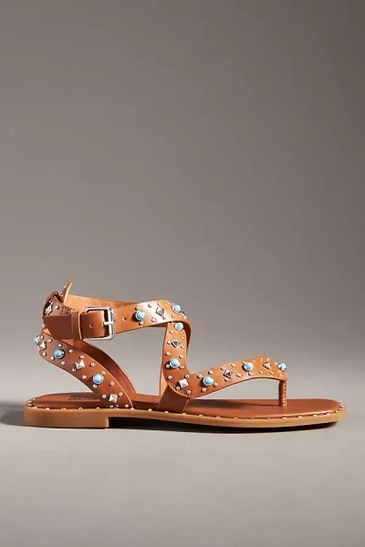 Shop Bibi Lou Studded Thong Sandals In Brown
