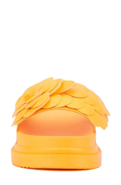 New York And Company Camilia Flower Strap Platform Slide Sandal In Orange Sorbet