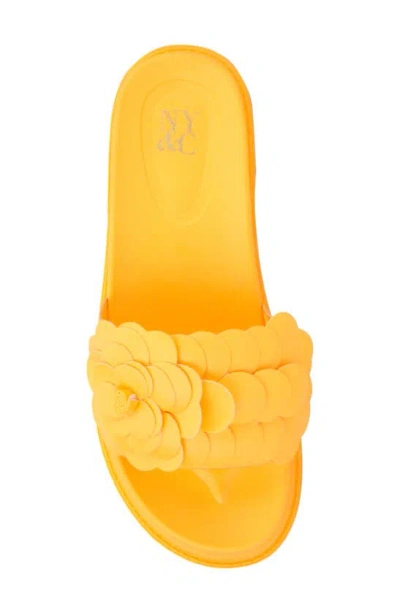 New York And Company Camilia Flower Strap Platform Slide Sandal In Orange Sorbet