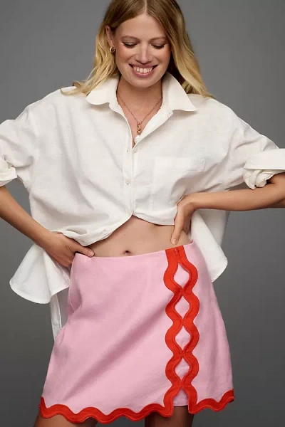 Shop Maeve Ric Rac Mini Skirt In Pink