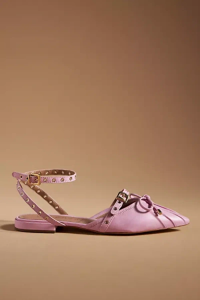 Shop Vicenza Moto Pointed-toe Flats In Pink