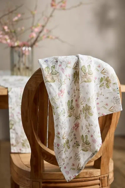 Shop Terrain Botanical White Linen Dish Towel In Multicolor