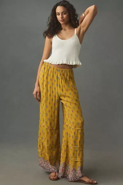 Shop Plenty By Tracy Reese Printed Pull-on Pants In Yellow
