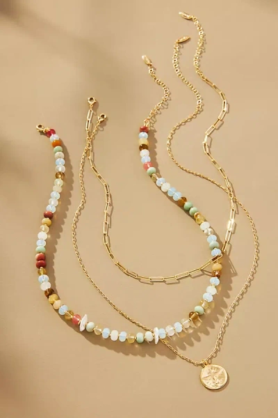 Shop Anthropologie Shades Of Sea Triple-layer Necklace In White