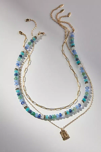 Shop Anthropologie Shades Of Sea Triple-layer Necklace In Green
