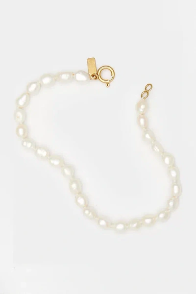 Shop Deux Lions Jewelry Natural Keshi Pearl Anklet In Gold