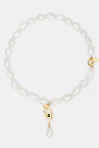 Shop Deux Lions Jewelry Resin Inès Pearl Necklace In Gold