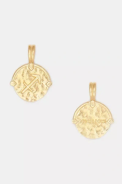 Shop Deux Lions Jewelry Gold Baby Zodiac Necklace In Beige