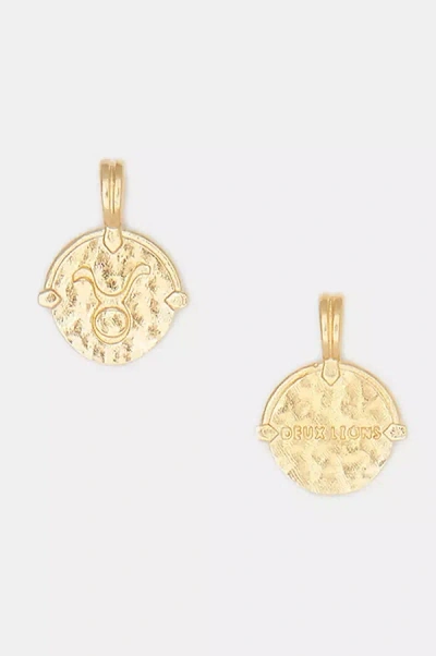 Shop Deux Lions Jewelry Gold Baby Zodiac Necklace In Brown