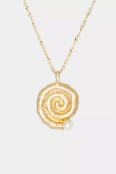 Shop Deux Lions Jewelry Spiral Pearl Necklace In Gold