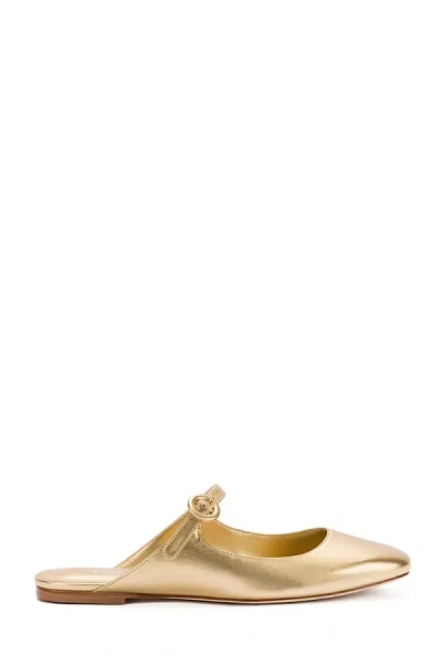 Larroude Larroudé Blair Leather Flat Mule In Gold