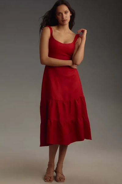 Shop Reformation Kate Linen Dress In Red