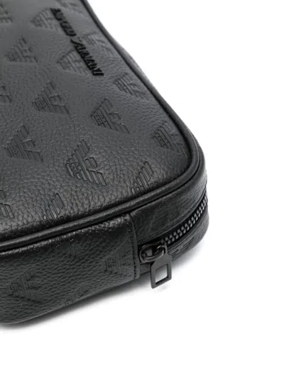 Shop Emporio Armani Leather Beauty-case In Black