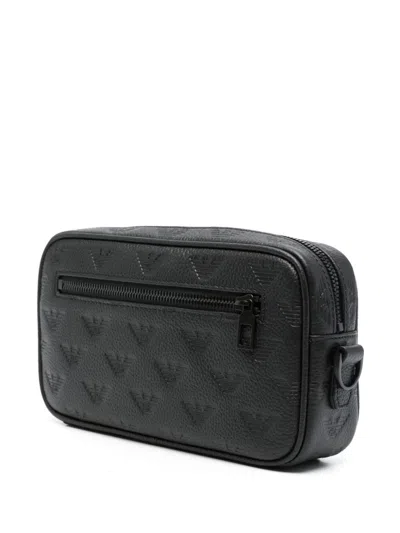 Shop Emporio Armani Leather Beauty-case In Black