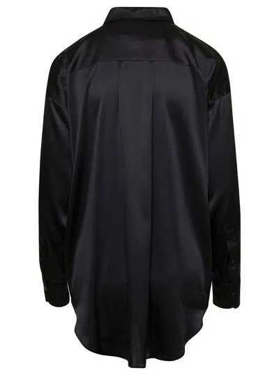 Shop Tom Ford Black Relaxed Shirt With Pointed Collar In Stretch Silk Woman