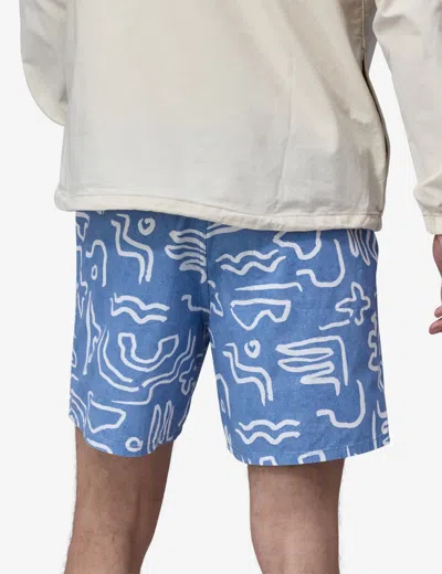 Shop Patagonia Funhoggers Channel Islands Shorts In Blue