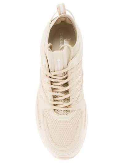 Shop Dsquared2 'dash' Beige Low Top Sneakers With 1964 Logo In Techno Fabric Man
