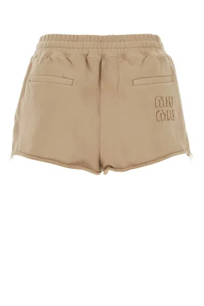 Shop Miu Miu Shorts In Beige O Tan