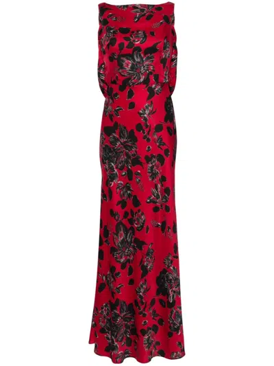 Shop Emilia Wickstead Nefeli Floral-print Gown - Women's - Polyester/ecovero Viscose (lenzing)/viscose In Red