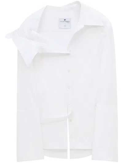 Shop Courrèges White Modular Asymmetric Cotton Shirt
