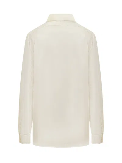 Shop Tom Ford Silk Shirt With Pleated Detail In Yellow
