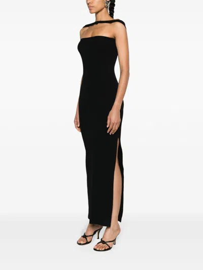 Shop Courrèges Hyperbole 90's Rib Long Dress Woman Black In Cotton