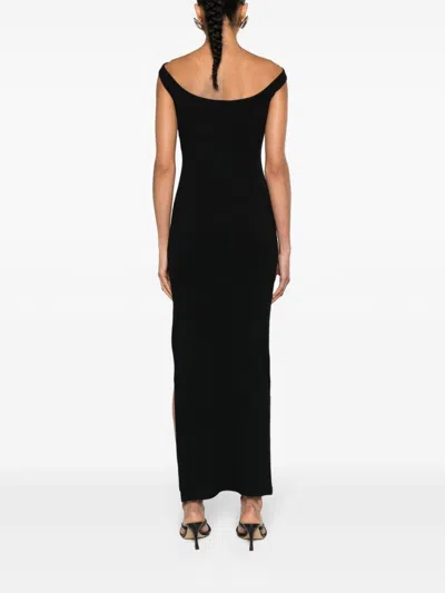 Shop Courrèges Hyperbole 90's Rib Long Dress Woman Black In Cotton