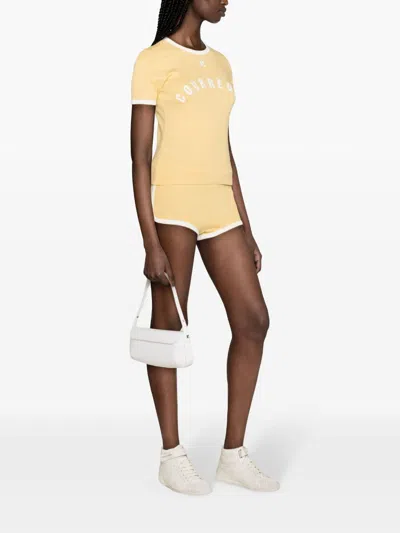 Shop Courrèges Contrast Printed T-shirt Woman Ywllow In Cotton