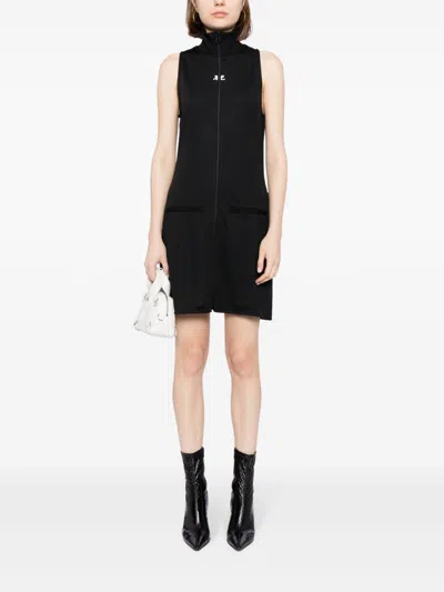 Shop Courrèges Abito Interlock Tracksuit Dress Woman Black In Polyester