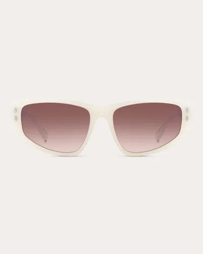 Shop Isabel Marant Women's Pearled White Rectangular Sunglasses